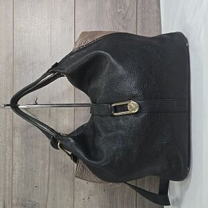 Furla Black and Tan Pebble  Leather Tote Crossbody Bag